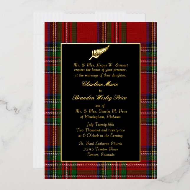 Royal Stewart Tartan Kariert Wedding Folieneinladung (Briefumschlag)