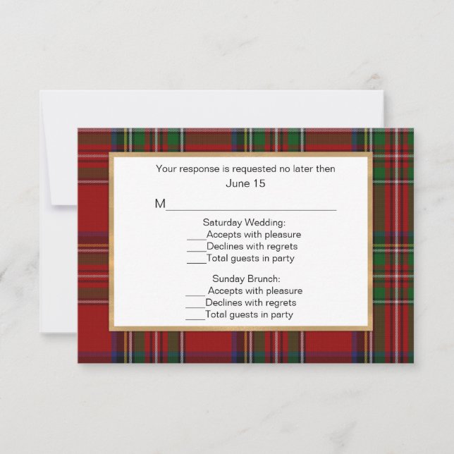 Royal Stewart Tartan Kariert Wedding Multi RSVP Ca (Vorderseite)