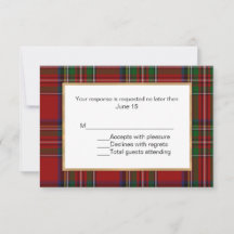 Royal Stewart Tartan Kariert Wedding RSVP Card