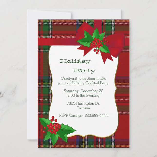 Royal Stewart Tartan Kariertes Custom Christmas Pa Einladung (Vorderseite)