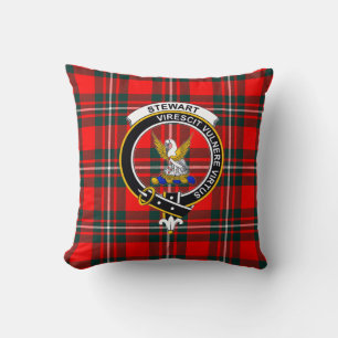 Royal Stewart Tartan mit Clan-Abzeichen und Motto Kissen