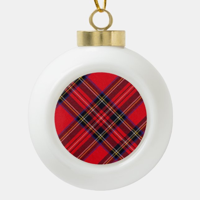 Royal Stewart tartan Red kariert Keramik Kugel-Ornament (Vorderseite)