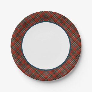 Royal Stewart Tartan Red Scottish Kariert Border Pappteller