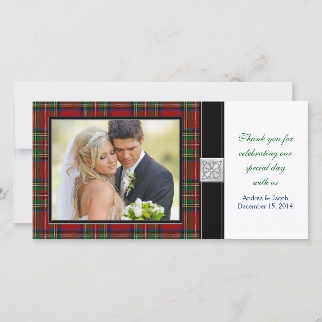 Royal Stewart Tartan Wedding Danke, dass ihr Foto  Dankeskarte (Vorderseite)