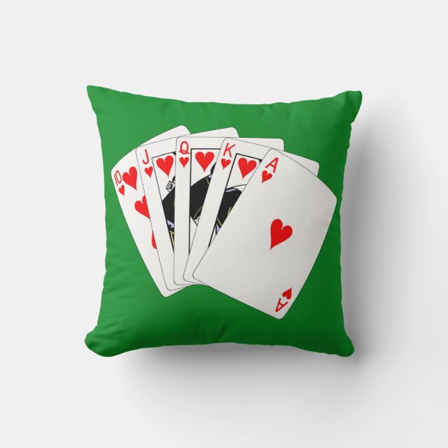 Royal Straight Flush Throw Kissen (Vorderseite)