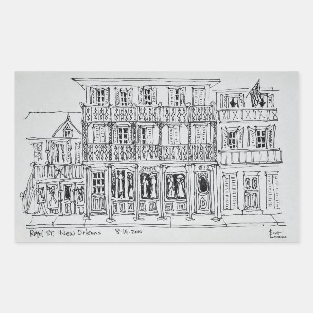 Royal Street, französisches Viertel | New Orleans Rechteckiger Aufkleber (Vorderseite)