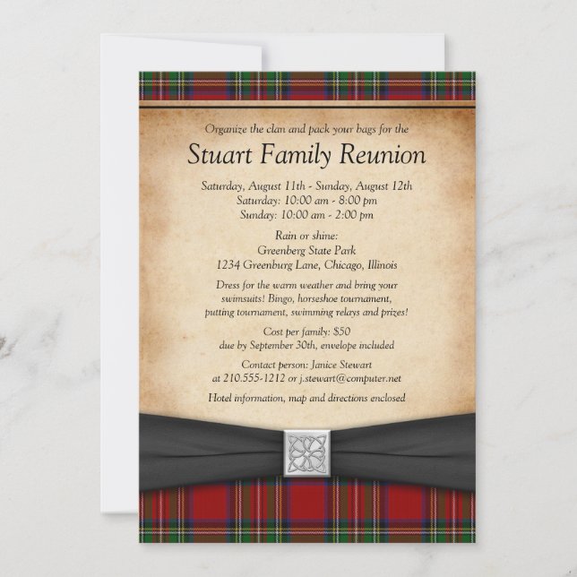 Royal Stuart Tartan Family Wiedersehen Einladung (Vorderseite)