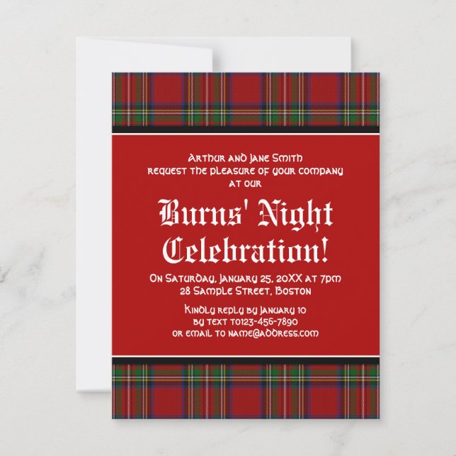 Royal Stuart Tartan Robbie Burns Night Invitation (Devant)