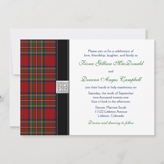 Royal Stuart Tartan Scottish Wedding Einladung (Vorderseite)
