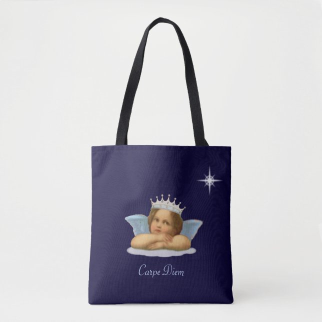 Royal Stylish Raphael Cherub on Navy Blue Tasche (Vorderseite)