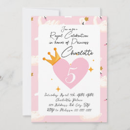Royal Swan Princess Pink Girl Birthday Party Invit Einladung
