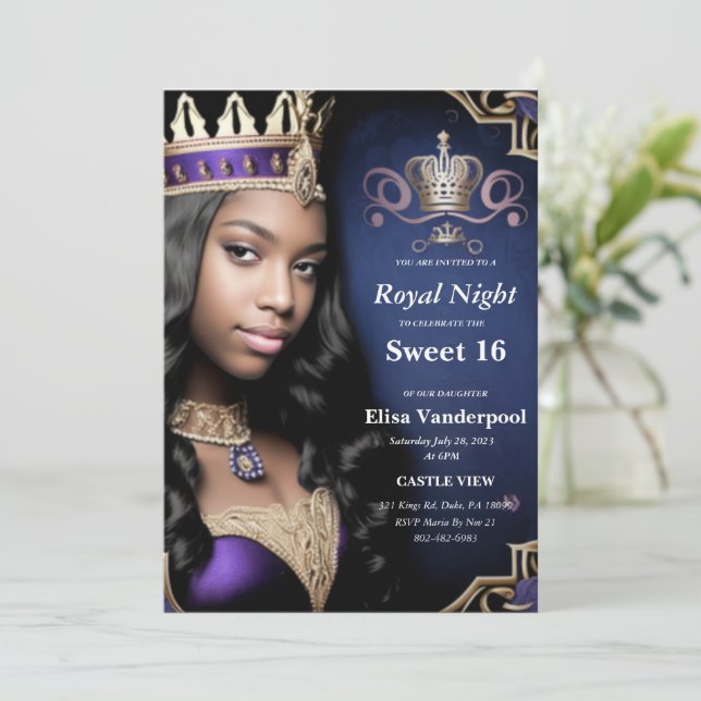 Royal Sweet 16 Einladung (Stehend Vorderseite)