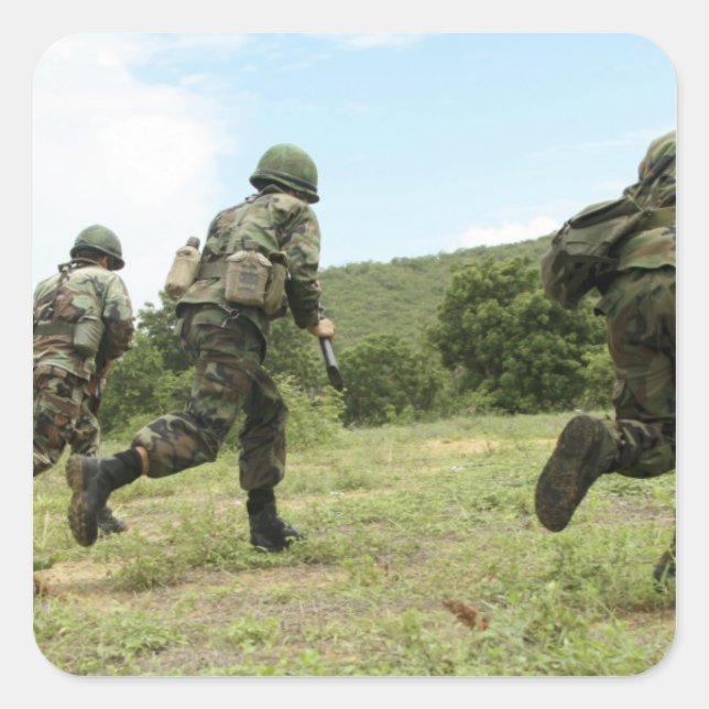 Royal Thai Marines eilt voran Quadratischer Aufkleber (Vorderseite)