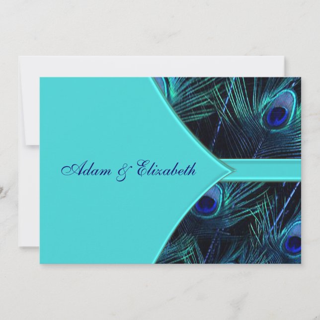 Royal Turquoise Blue Peacock Invitations de mariag (Devant)