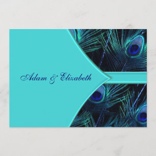 Royal Turquoise Blue Peacock Invitations de mariag