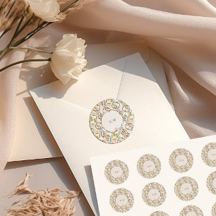 Royal Viktorianisch Elegante Blumenhochzeit Runder Aufkleber