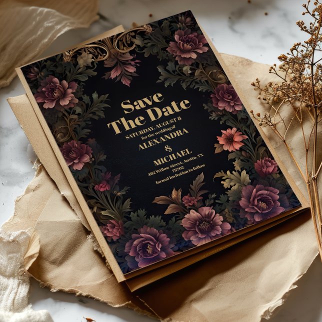Royal Viktorianisch Floral Gothic Wedding Save The Date (Von Creator hochgeladen)