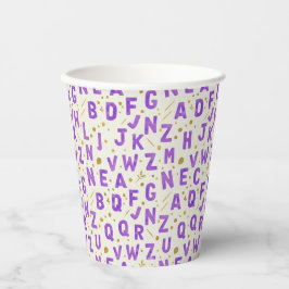 Royal Violet Alphabet Sparkle Pappbecher