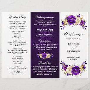 Royal violet violet or Mariage Tri-fold Programme