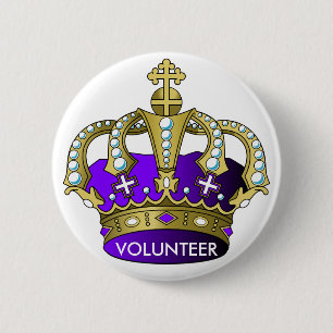 Royal Volunteer Prinzessin Prince Queen King Crown Button