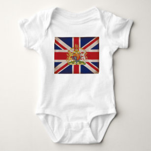 Royal Wappen auf Union Jack. Baby Strampler
