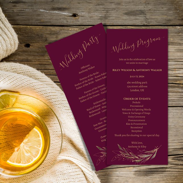 Royal Wedding burgundy All in One Wedding Programm (Von Creator hochgeladen)
