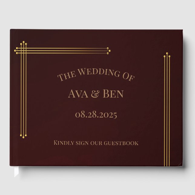 Royal Wedding Burgundy Gold Gästebuch (Vorderseite)