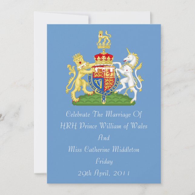 Royal Wedding Coat of Arms Invitation (blau) Einladung (Vorderseite)