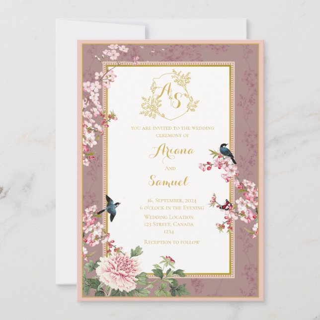 Royal Wedding Invitation Card zum Thema Garden Einladung (Vorderseite)