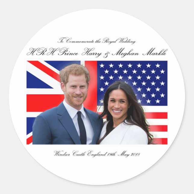 Royal Wedding Prince Harry und Meghan Markle Runder Aufkleber (Vorderseite)