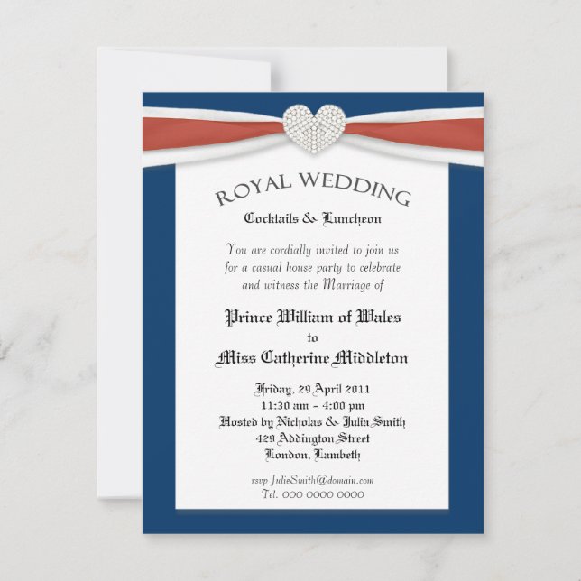 Royal Wedding Watch House Party Einladungen (Vorderseite)