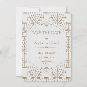 Royal Weißen Gold Great Gatsby Save The Date Einladung