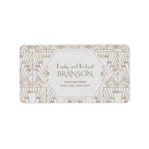 Royal White Gold Great Gatsby Wedding Adressaufkleber