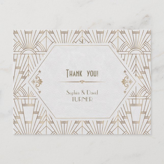 Royal White Gold Great Wedding Vielen Dank Postkarte (Vorderseite)