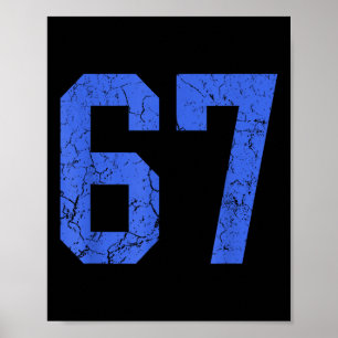 Royalblaue distressed Trikot Spieler Uniform Numme Poster