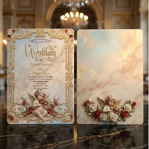 Royalcore Barock Cherub Violin Kunst Hochzeit Einladung