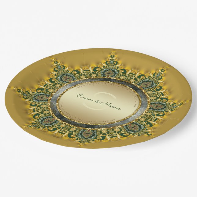 Royale Tribe Geo-Mandala Wedding Pappteller (Schrägansicht)