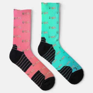 RoyaLi, Blumenschreiben   Rosa und Türkis Socken