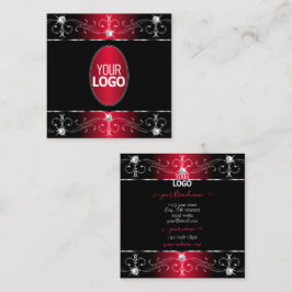 Royally Black Red Verziert Ornaments Jewels Logo h Quadratische Visitenkarte