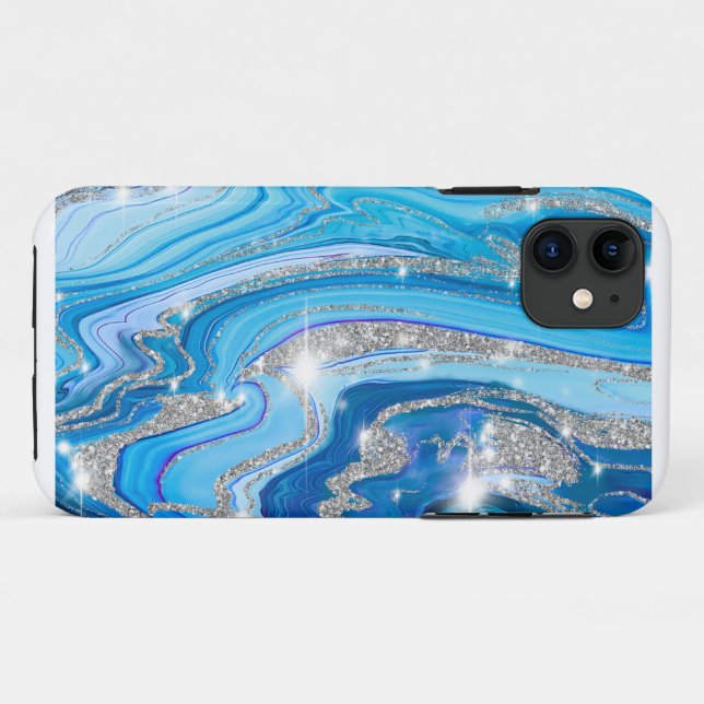 Royally Blue Agate iPhone 11 Coques (Dos (Horizontal))