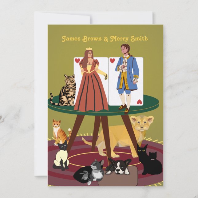Royals Elegant King Queen Noble Cats Hochzeit Einladung (Vorderseite)