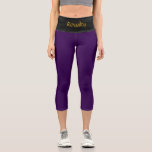 "ROYALTY" Custom High-Waisted Capri Pants Leggings<br><div class="desc">Customizable Deep Purple High-Waisted Capri Pants. Step into statement-making style with the "ROYALTY" High-Waisted Capri Pants from the WOMEN'S APPAREL COLLECTION—where confidence meets customization. Featuring a sleek, sculpting fit, these capris feature royal plum leggings and a deep-black waistband with a glittering gold text that’s uniquely yours (only text is customizable)....</div>