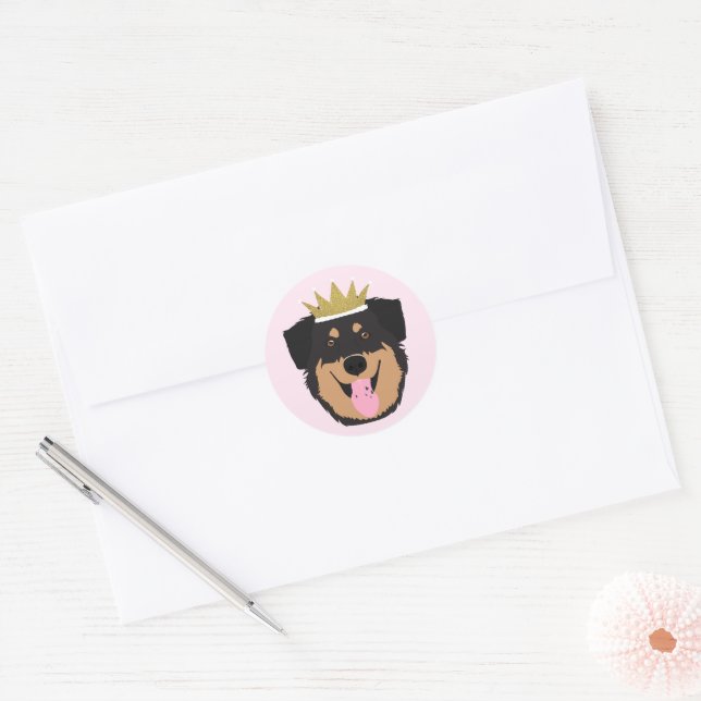 Royalty Rottweiler Dog Runder Aufkleber (Umschlag)