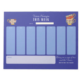 Royalty Tea Lover Personalisiert Week auf einen Bl Notizblock