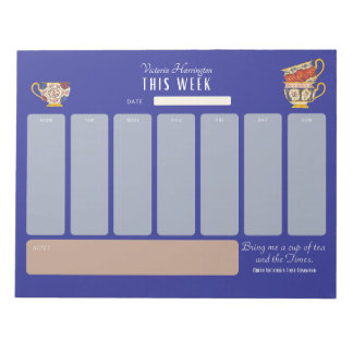 Royalty Tea Lover Personalisiert Week auf einen Bl Notizblock