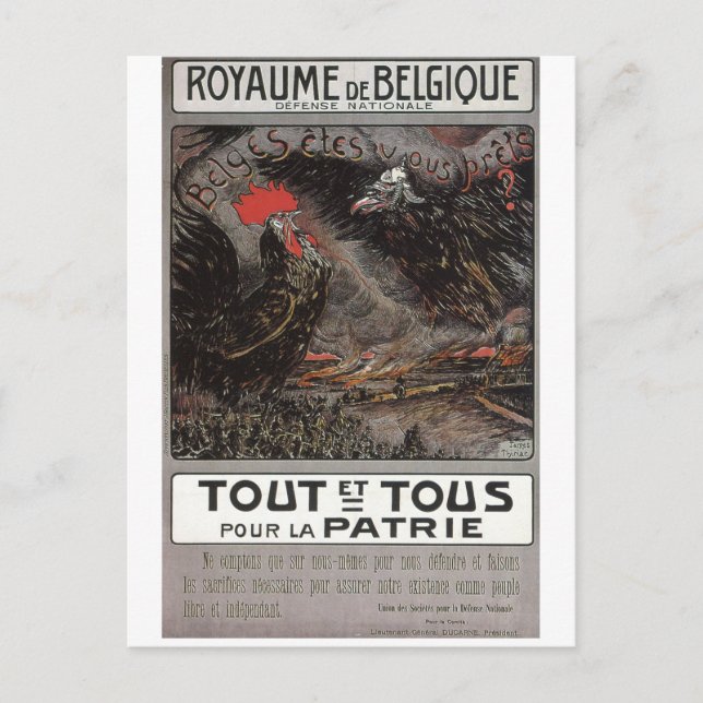 Royaume Belgique Propaganda Poster Postkarte (Vorderseite)