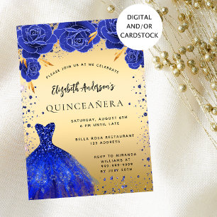 Royblau-goldener Glitzer aus Quinceanera Einladung