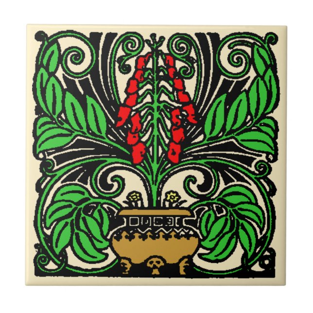 Roycroft Handwerker- oder Mission-Stil-Blumentopf Fliese (Vorderseite)