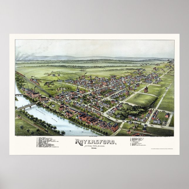 Royersford, PA Panoramic Map - 1893 Poster (Vorne)