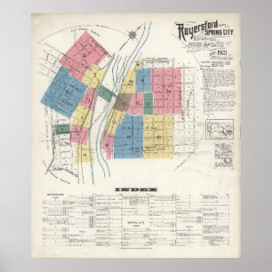 Royersford Spring City PA Karte 1921 Poster